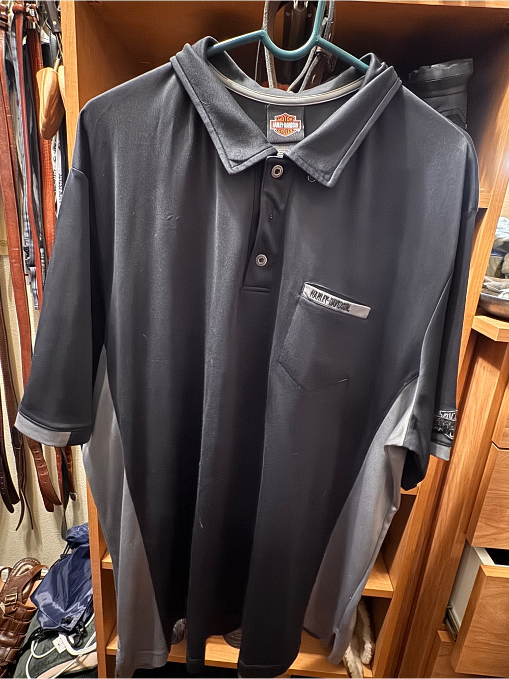 Harley-Davidson Black and Gray Short-Sleeve Polo